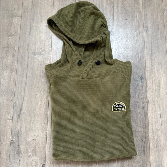 Howler Brothers Olive Green Hooded Men's Pullover - Picture 8 of 9